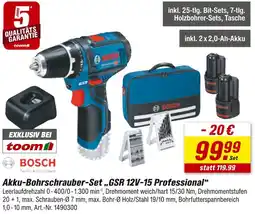 toom Baumarkt Bosch akku-bohrschrauber-set „gsr 12v-15 professional“ Angebot