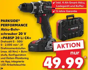 Kaufland PARKSIDE PERFORMANCE Akku-Bohrschrauber 20 V >>PABSP 20 Li C4<< Angebot