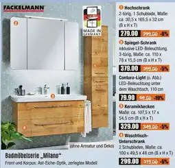 V Baumarkt FACKELMANN Badmöbelserie „Milano" Hochschrank Angebot