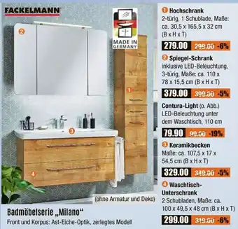 V Baumarkt FACKELMANN Badmöbelserie „Milano" Hochschrank Angebot