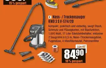 V Baumarkt KÄRCHER Nass- / Trockensauger KWD 3 S V-17/4/20 Angebot