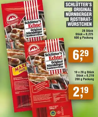 Handelshof SCHLÜTTER'S ORIGINAL NÜRNBERGER ROSTBRAT- WÜRSTCHEN Angebot