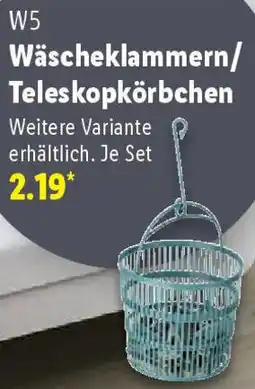 Lidl W5 Wäscheklammern/ Teleskopkörbchen Angebot