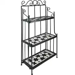 Netto Marken-Discount tectake Metallregal, mit 3 Mosaikböden, bodenschonende Gummifüße, 61 x 29 x 114 cm Angebot