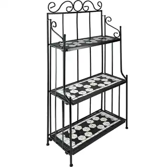 Netto Marken-Discount tectake Metallregal, mit 3 Mosaikböden, bodenschonende Gummifüße, 61 x 29 x 114 cm Angebot
