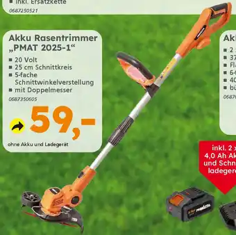 Globus Baumarkt PRIMASTER Akku Rasentrimmer "PMAT 2025-1" Angebot