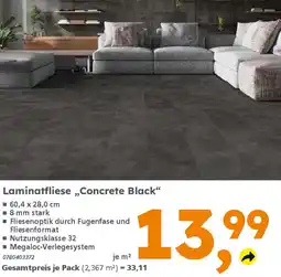 Globus Baumarkt Laminatfliese „Concrete Black" Angebot