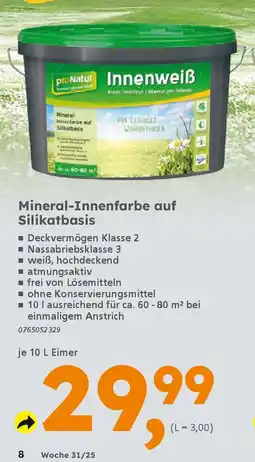 Globus Baumarkt proNatur Mineral-Innenfarbe auf Silikatbasis Angebot