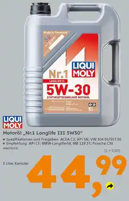 Globus Baumarkt LIQUI MOLY Motoröl „Nr.1 Longlife III 5W30" Angebot