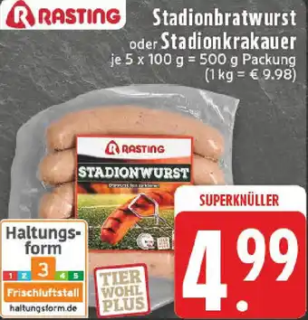 Edeka RASTING Stadionbratwurst oder Stadionkrakauer Angebot