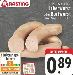 Edeka RASTING Hausmacher Leberwurst oder Blutwurst Angebot