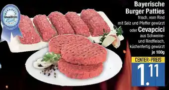E-Center Bayerische Burger Patties oder Cevapcici Angebot