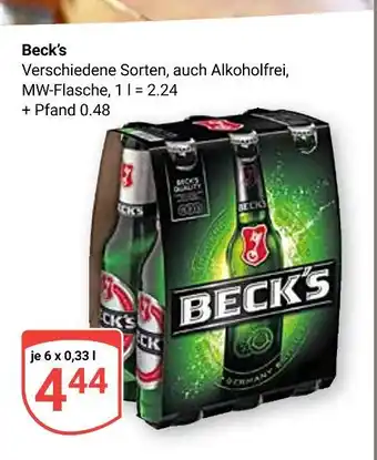 Globus Beck's verschiedene sorten, auch alkoholfrei Angebot