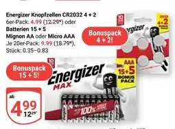 Globus Energizer knopfzellen cr2032 4 + 2 Angebot