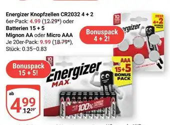 Globus Energizer knopfzellen cr2032 4 + 2 Angebot
