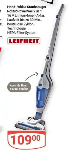 Globus Leifheit hand-/akku-staubsauger rotaropowervac 2 in 1 Angebot