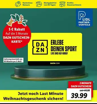 Lidl Dazn 3 monate gutschein Angebot