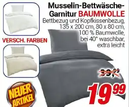 CENTERSHOP Musselin-Bettwäsche-Garnitur BAUMWOLLE Angebot