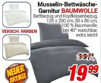 CENTERSHOP Musselin-Bettwäsche-Garnitur BAUMWOLLE Angebot