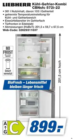 expert Techno Land LIEBHERR Kühl-Gefrier-Kombi CBNsfc 572i-22 Angebot