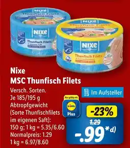 Lidl Nixe msc thunfisch filets Angebot