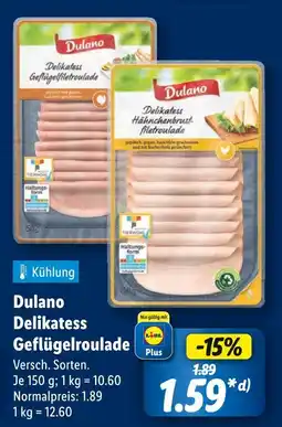 Lidl Dulano delikatess geflügelroulade Angebot