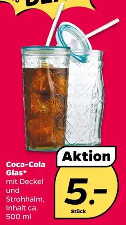 NETTO Coca-cola glas mit deckel und strohhalm Angebot