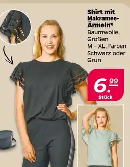 NETTO Shirt mit makramee-ärmeln schwarz Angebot
