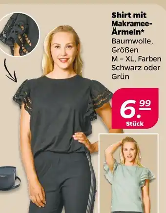 NETTO Shirt mit makramee-ärmeln schwarz Angebot
