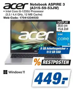 expert Techno Land acer Notebook ASPIRE 3 (A315-59-53JW) Angebot
