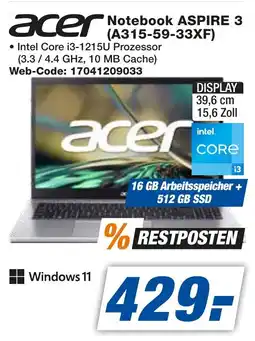 expert Techno Land acer Notebook ASPIRE 3 (A315-59-33XF) Angebot