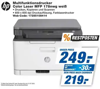 expert Techno Land hp Multifunktionsdrucker Color Laser MFP 178nwg weiß Angebot