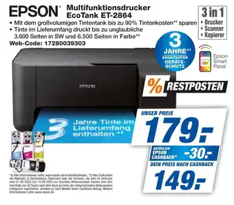 expert Techno Land EPSON Multifunktionsdrucker EcoTank ET-2864 Angebot