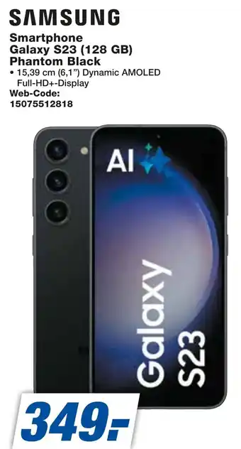 expert Techno Land SAMSUNG Smartphone Galaxy S23 (128 GB) Phantom Black Angebot