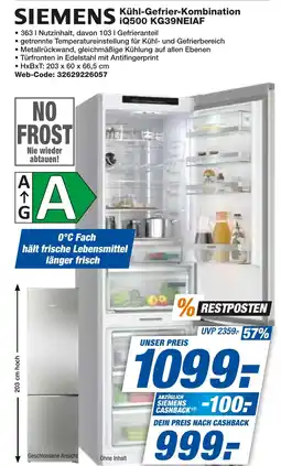 expert Techno Land SIEMENS Kühl-Gefrier-Kombination 10500 KG39NEIAF Angebot