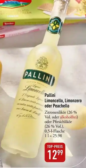 Galeria Markthalle Pallini Originale Liquer Limoncello, Limonzero Limene create second oder Peachello Angebot