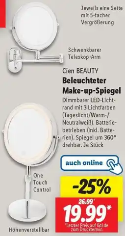 Lidl Cien BEAUTY Beleuchteter Make-up-Spiegel Angebot