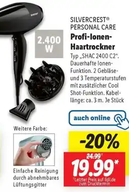 Lidl SILVERCREST PERSONAL CARE Profi-lonen Haartrockner Angebot