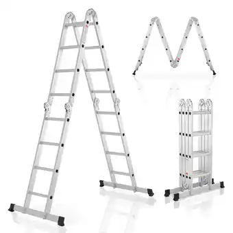 Netto Marken-Discount Juskys Aluminium Multifunktionsleiter 4,7m Tragfähigkeit bis 150 kg Angebot