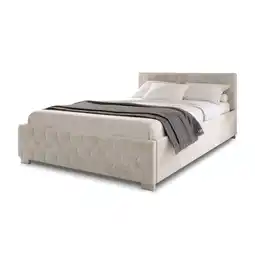 Netto Marken-Discount Juskys Polsterbett Nizza 180x200 cm - Lattenrost, Stauraum & LEDs - Samtbezug mit Steppung - Beige Angebot