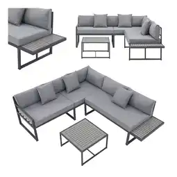 Netto Marken-Discount Juskys Gartenmöbel Lounge St. Tropez für 4 Personen - Set Tisch, Sofa & Kissen - Balkonmöbel Grau Angebot