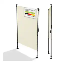 Netto Marken-Discount Juskys Senkrechtmarkise Barbados 120x310 cm - Sonnenschutz höhenverstellbar, ohne Bohren - Beige Angebot