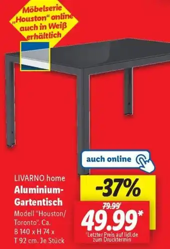 Lidl LIVARNO home Aluminium Gartentisch Angebot
