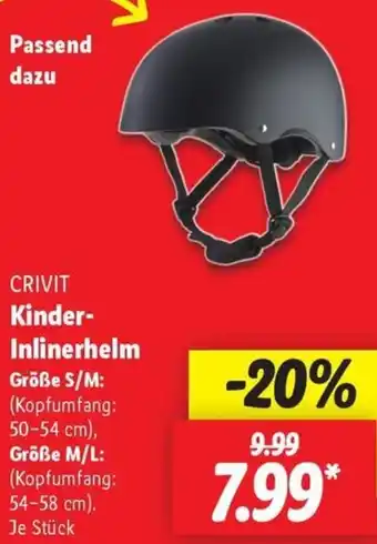 Lidl CRIVIT Kinder Inlinerhelm Angebot