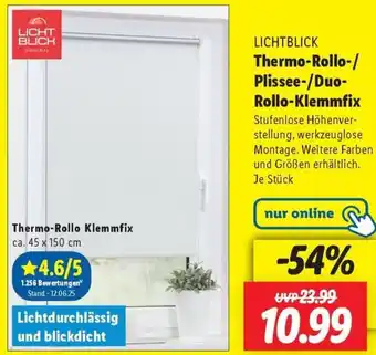 Lidl LICHTBLICK Thermo-Rollo-/ Plissee-/Duo- Rollo-Klemmfix Angebot