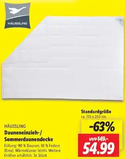 Lidl HÄUSSLING Dauneneinzieh-/ Sommerdaunendecke Angebot