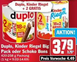 HIT Duplo, Kinder Riegel Big Pack oder Schoko Bons Angebot