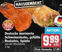HIT Deutsche marinierte Schweinesteaks, gefüllte Rouladen, Spieße Angebot