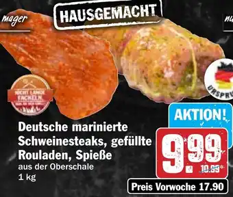 HIT Deutsche marinierte Schweinesteaks, gefüllte Rouladen, Spieße Angebot