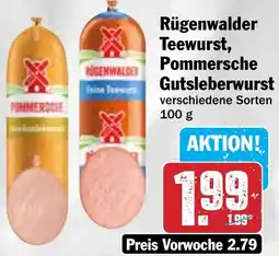 HIT Rügenwalder Teewurst, Pommersche Gutsleberwurst Angebot
